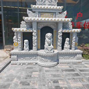 朔州芝麻白中国黑石材套墓 花岗岩墓碑
