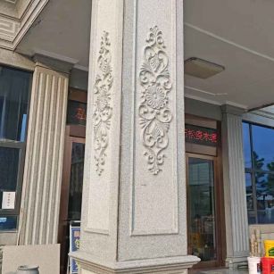 朔州芝麻白别墅雕刻柱子  黄金麻