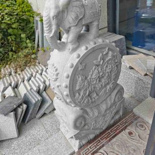 朔州芝麻白抱鼓石 庭院抱鼓石